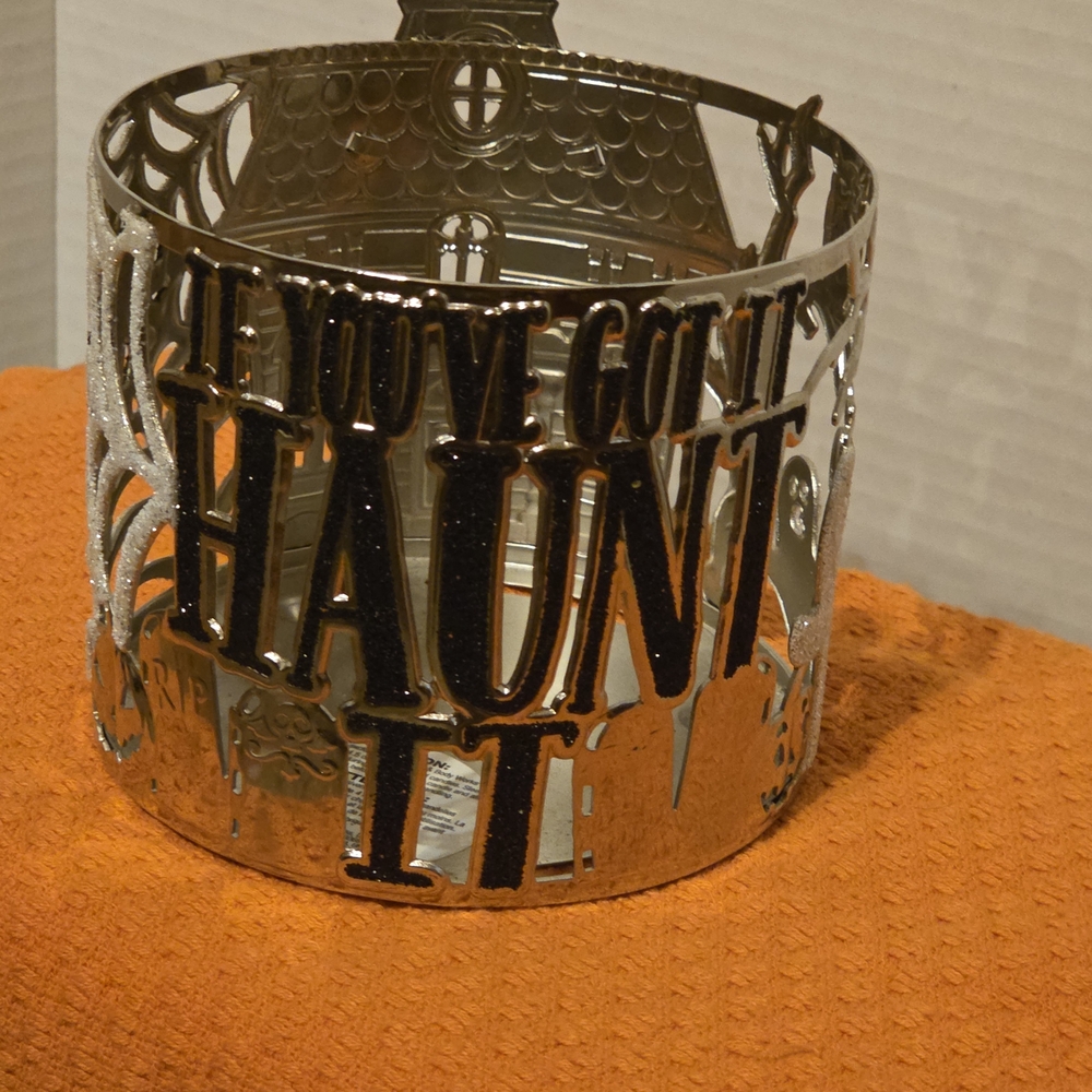 Bath & Body Works Silver and Black Halloween Candle Holder